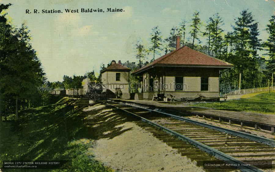 Postcard: Railroad Station, West Baldwin, Maine